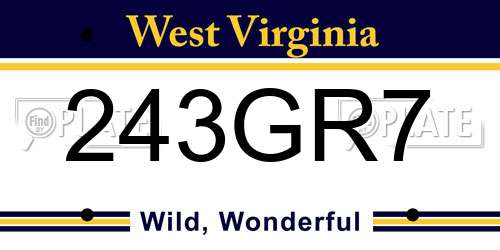 243GR7 West Virginia License Plate