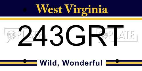 243GRT West Virginia License Plate