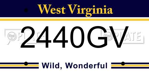 2440GV West Virginia License Plate