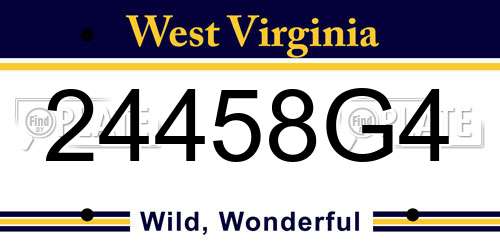 24458G4 West Virginia License Plate