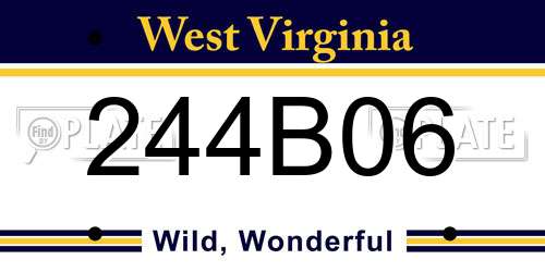 244B06 West Virginia License Plate