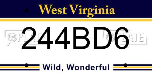 244BD6 West Virginia License Plate