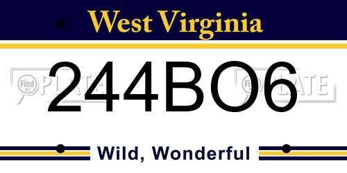 244BO6 West Virginia License Plate
