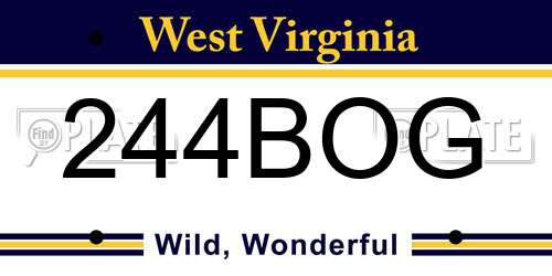 244BOG West Virginia License Plate