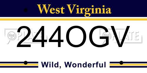 244OGV West Virginia License Plate