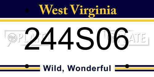 244S06 West Virginia License Plate