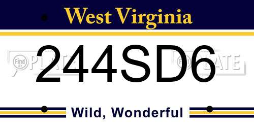 244SD6 West Virginia License Plate