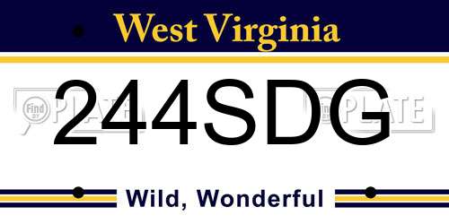 244SDG West Virginia License Plate