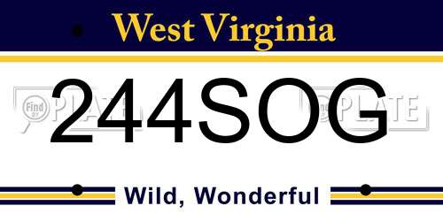 244SOG West Virginia License Plate