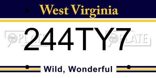 244TY7 West Virginia License Plate
