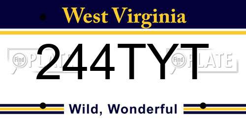 244TYT West Virginia License Plate