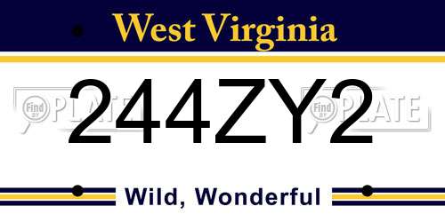 244ZY2 West Virginia License Plate
