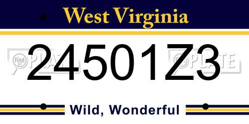 24501Z3 West Virginia License Plate