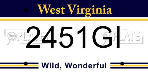 2451GI West Virginia License Plate