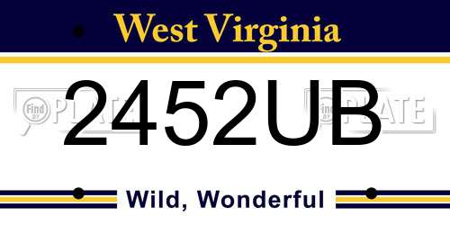 2452UB West Virginia License Plate