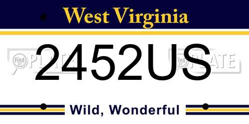 2452US West Virginia License Plate