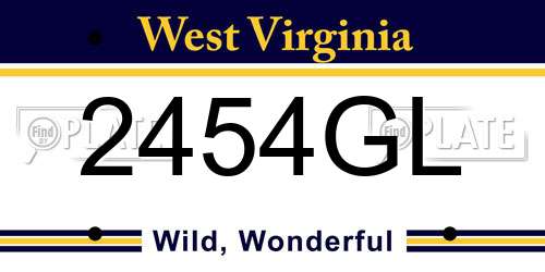 2454GL West Virginia License Plate