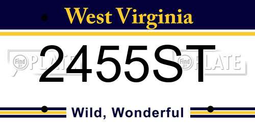 2455ST West Virginia License Plate