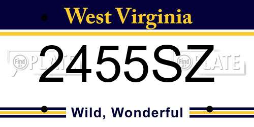 2455SZ West Virginia License Plate