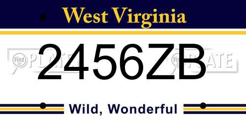 2456ZB West Virginia License Plate