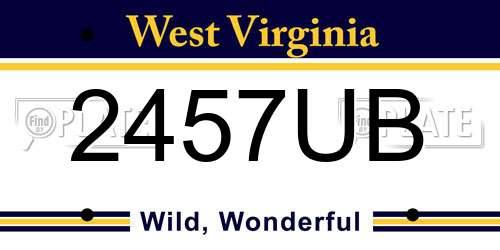 2457UB West Virginia License Plate
