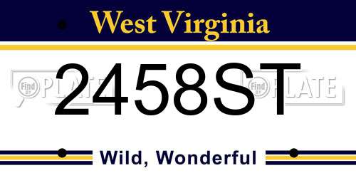 2458ST West Virginia License Plate