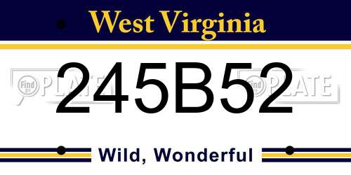 245B52 West Virginia License Plate