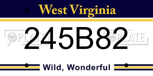 245B82 West Virginia License Plate