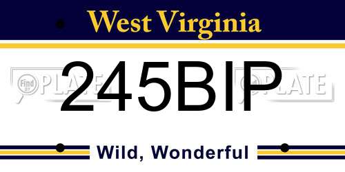 245BIP West Virginia License Plate