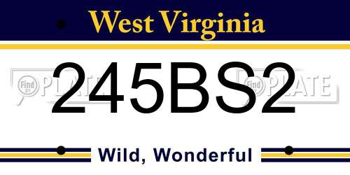 245BS2 West Virginia License Plate