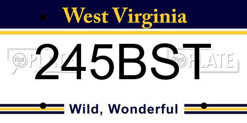 245BST West Virginia License Plate