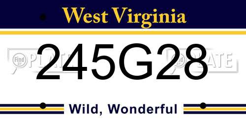 245G28 West Virginia License Plate