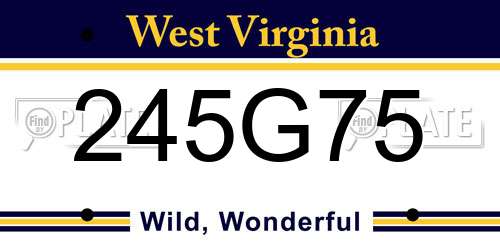 245G75 West Virginia License Plate