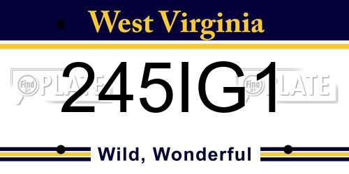 245IG1 West Virginia License Plate