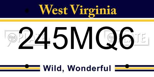 245MQ6 West Virginia License Plate