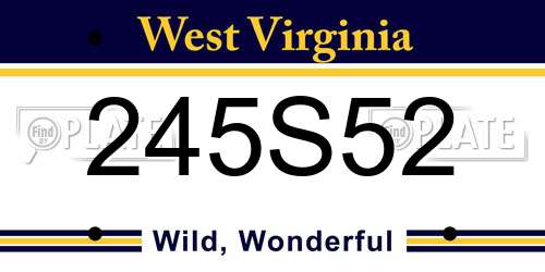 245S52 West Virginia License Plate