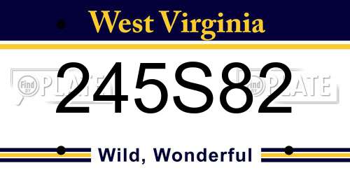 245S82 West Virginia License Plate