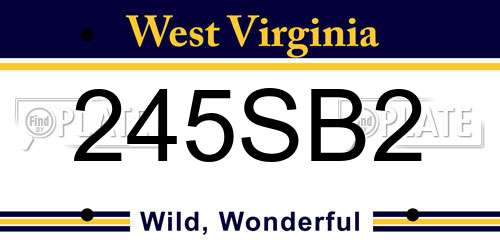 245SB2 West Virginia License Plate