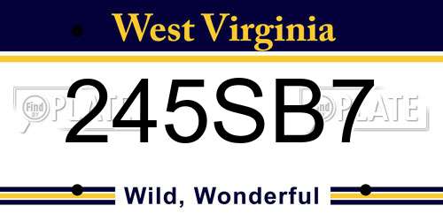 245SB7 West Virginia License Plate