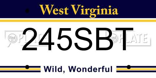 245SBT West Virginia License Plate