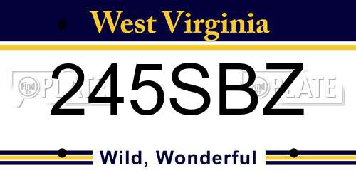 245SBZ West Virginia License Plate