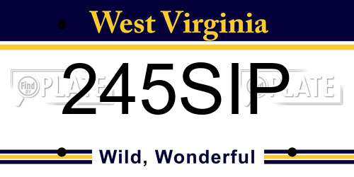 245SIP West Virginia License Plate