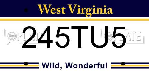245TU5 West Virginia License Plate