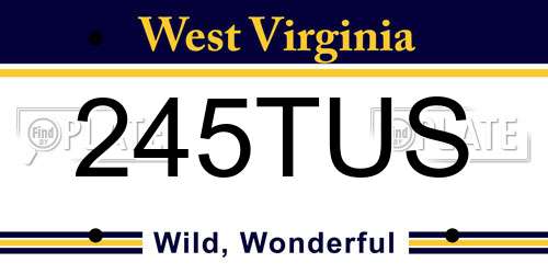 245TUS West Virginia License Plate