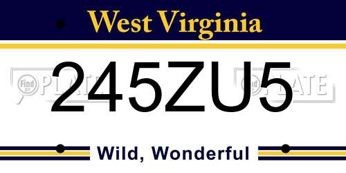 245ZU5 West Virginia License Plate
