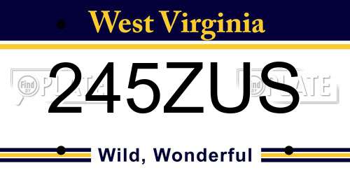 245ZUS West Virginia License Plate