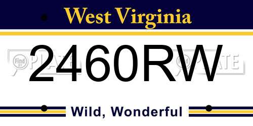 2460RW West Virginia License Plate