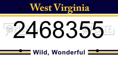 2468355 West Virginia License Plate