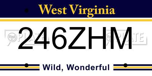 246ZHM West Virginia License Plate