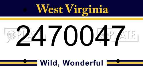 2470047 West Virginia License Plate